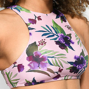 Brand New Palm Pink High Neck Bikini Top